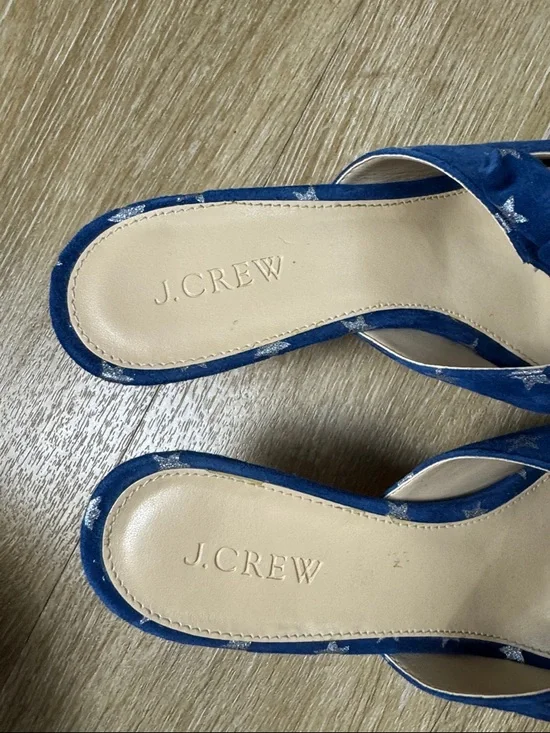 J. Crew Sophia STAR BLUE BOW SUEDE KITTEN HEEL Slip On Mule size 8 - Picture 8 of 9